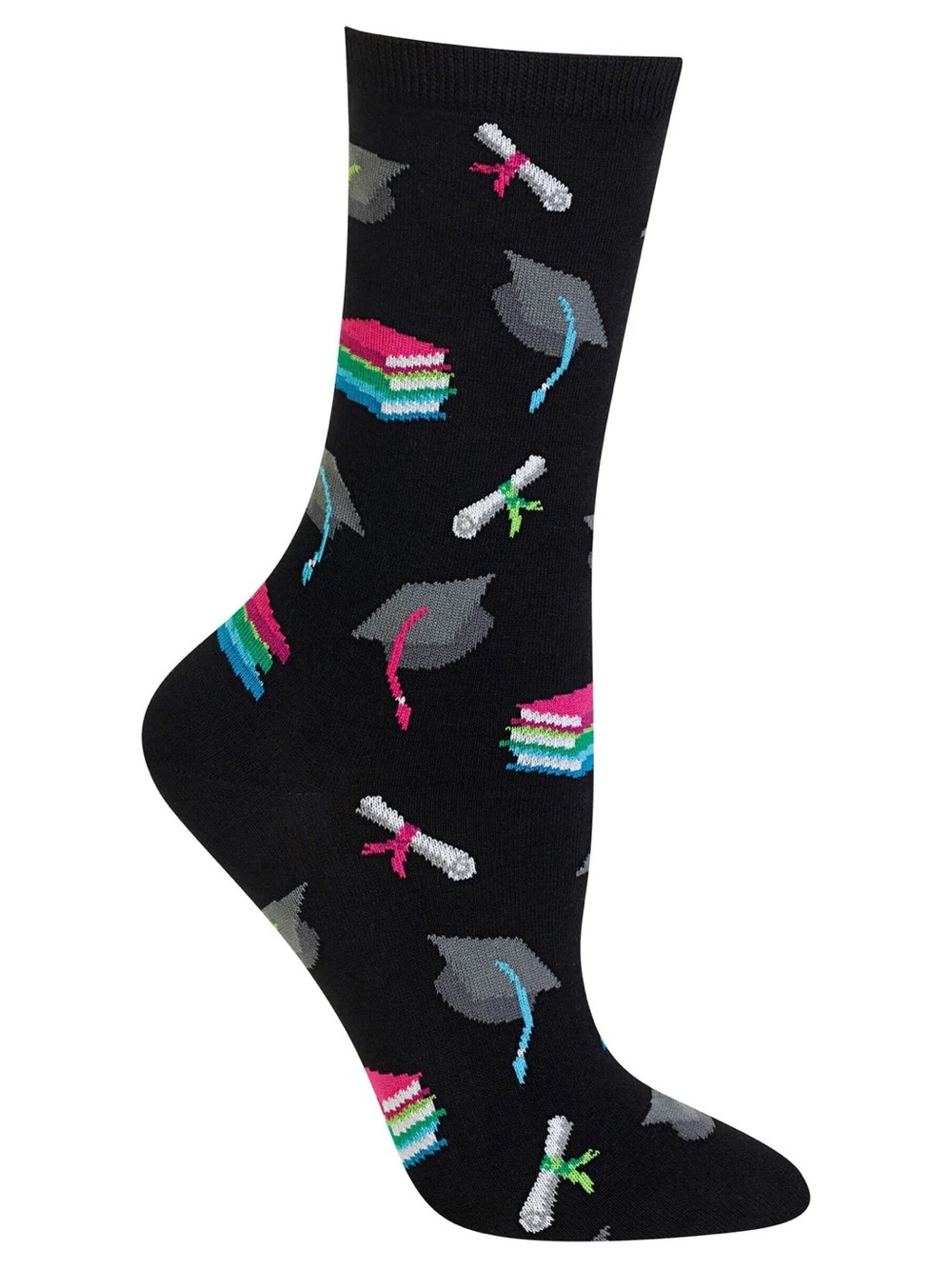 Hot Sox  New Womens size 5/9 You  Did It! Graduation Print Crew Socks